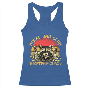 Feral Dad Club Racerback Tank Top Funny Raccoon Dad Retro Fathers Day Gift