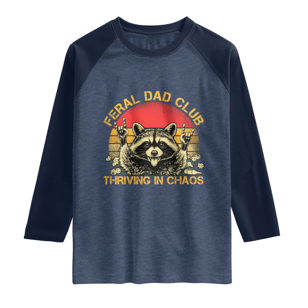 Feral Dad Club Raglan Shirt Funny Raccoon Dad Retro Fathers Day Gift