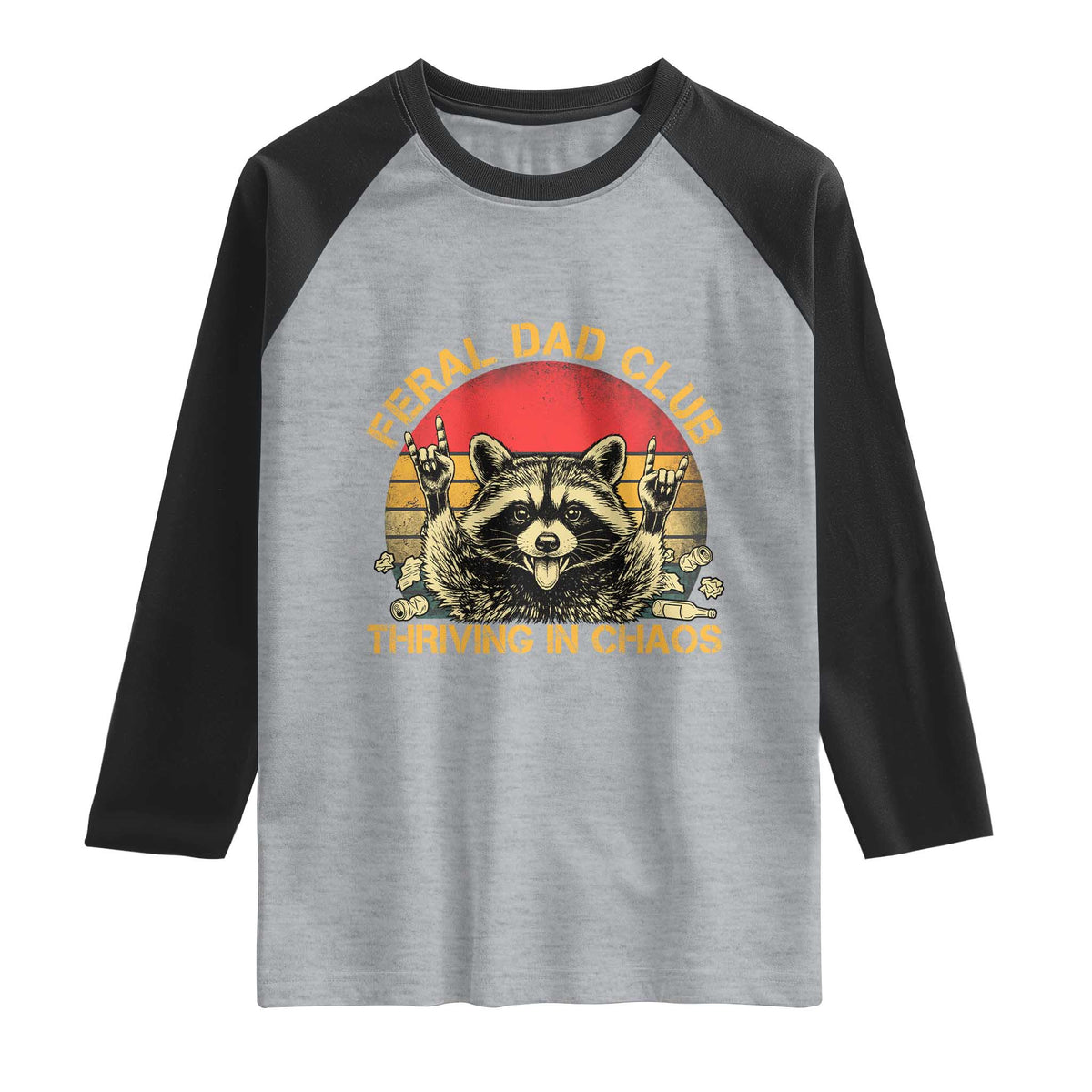 Feral Dad Club Raglan Shirt Funny Raccoon Dad Retro Fathers Day Gift