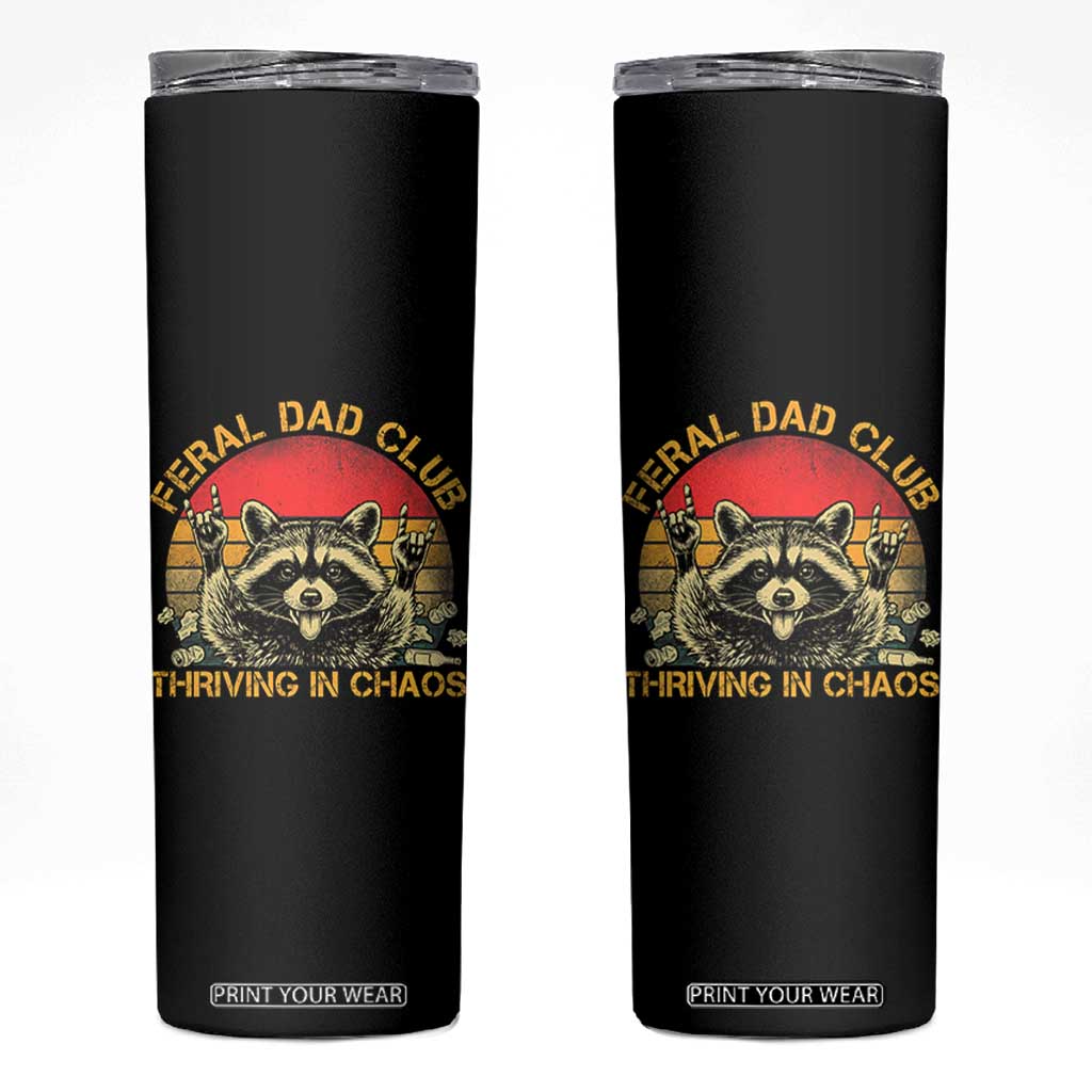 Feral Dad Club Skinny Tumbler Funny Raccoon Dad Retro Fathers Day Gift
