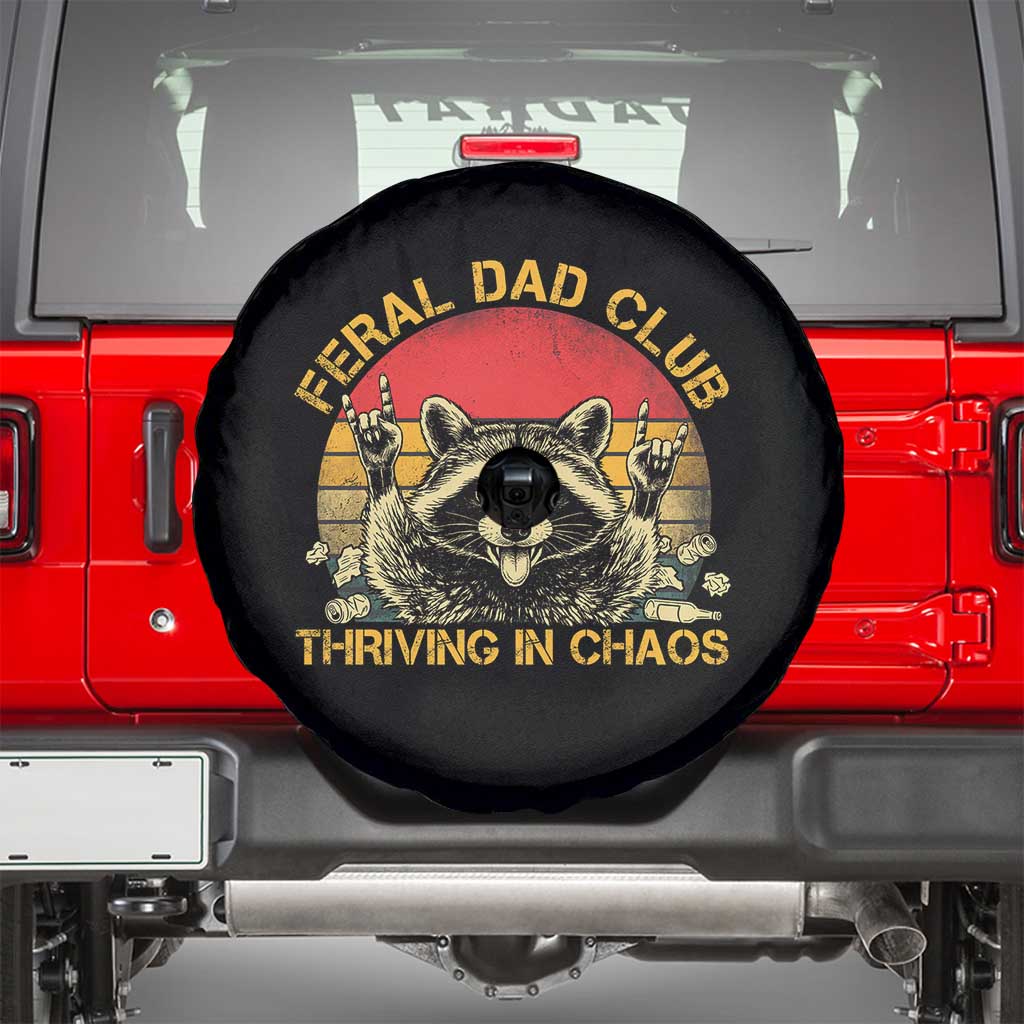 Feral Dad Club Spare Tire Cover Funny Raccoon Dad Retro Fathers Day Gift