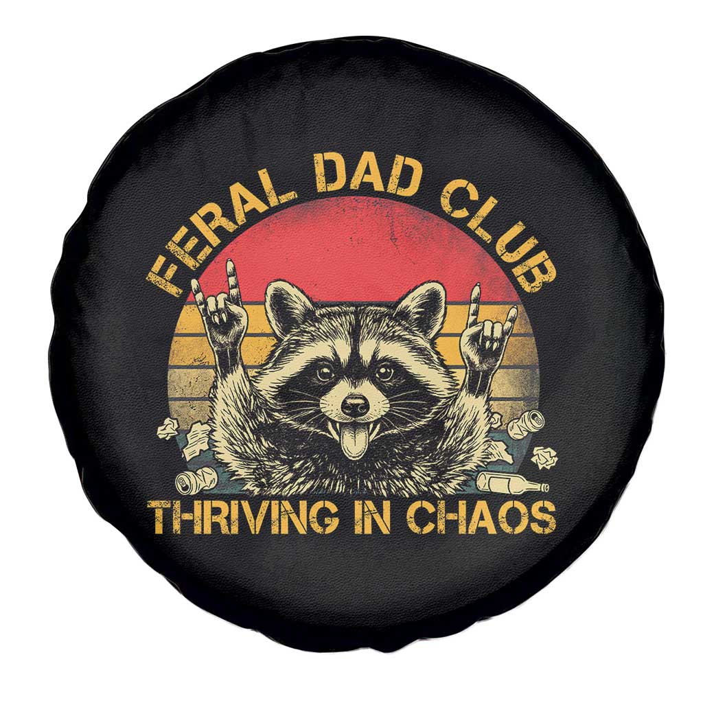 Feral Dad Club Spare Tire Cover Funny Raccoon Dad Retro Fathers Day Gift