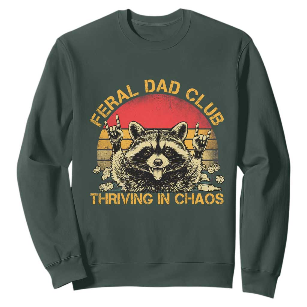 Feral Dad Club Sweatshirt Funny Raccoon Dad Retro Fathers Day Gift