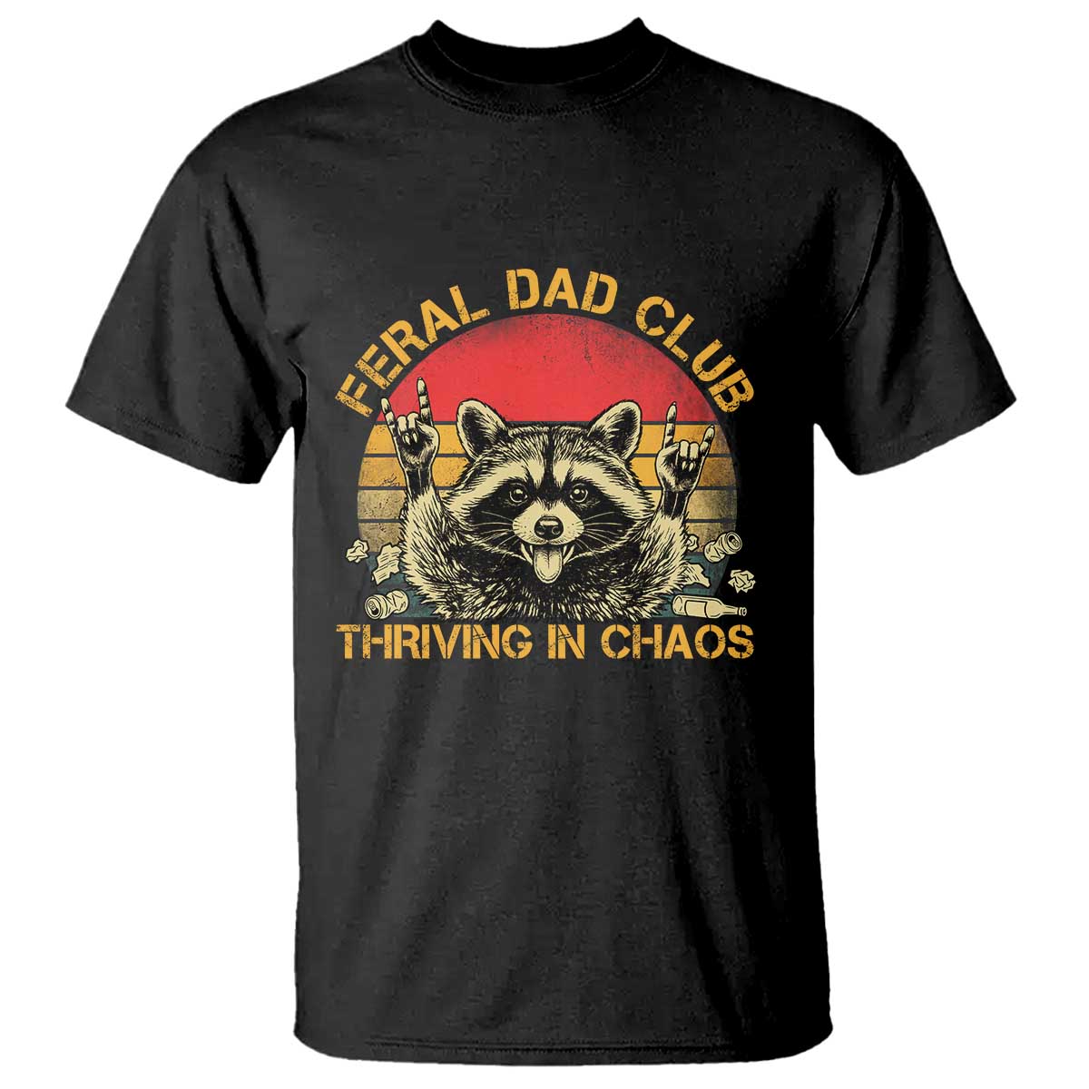 Feral Dad Club T Shirt Funny Raccoon Dad Retro Fathers Day Gift TS10 Black Print Your Wear