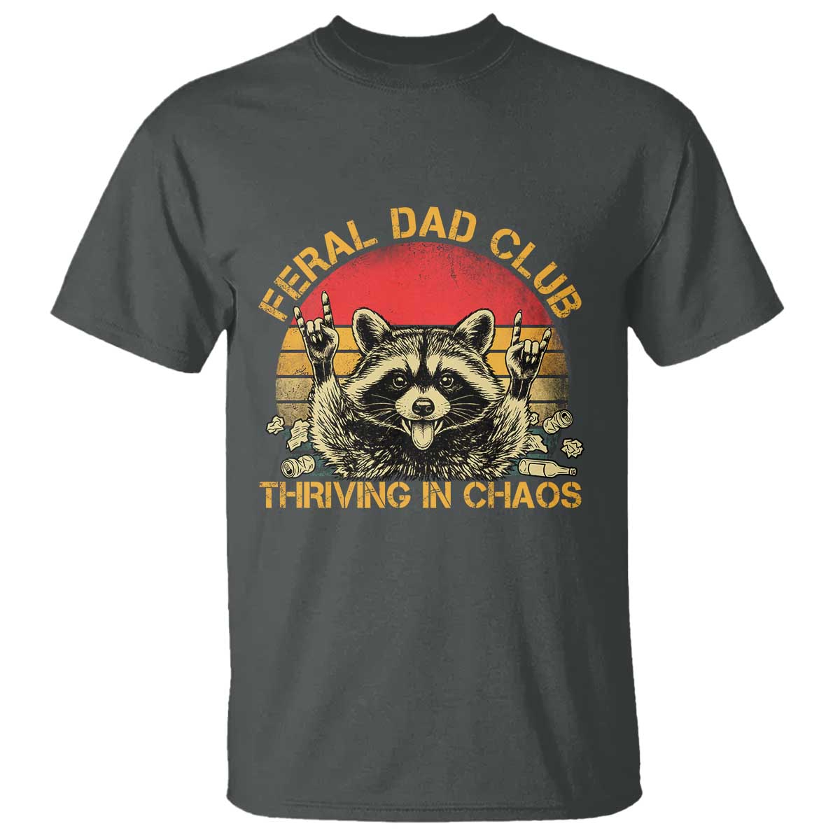 Feral Dad Club T Shirt Funny Raccoon Dad Retro Fathers Day Gift