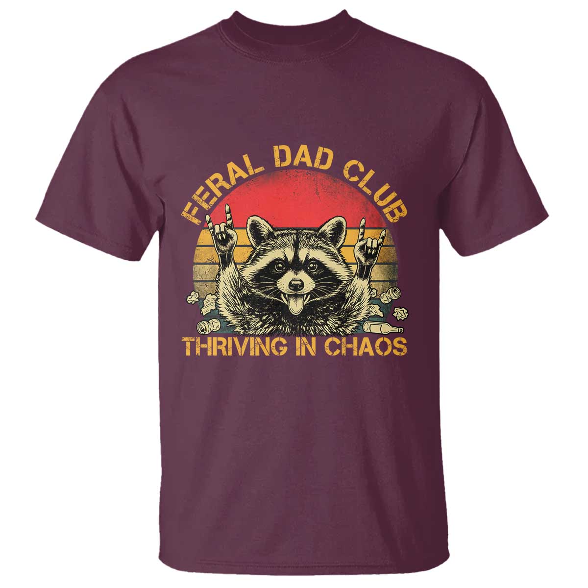 Feral Dad Club T Shirt Funny Raccoon Dad Retro Fathers Day Gift