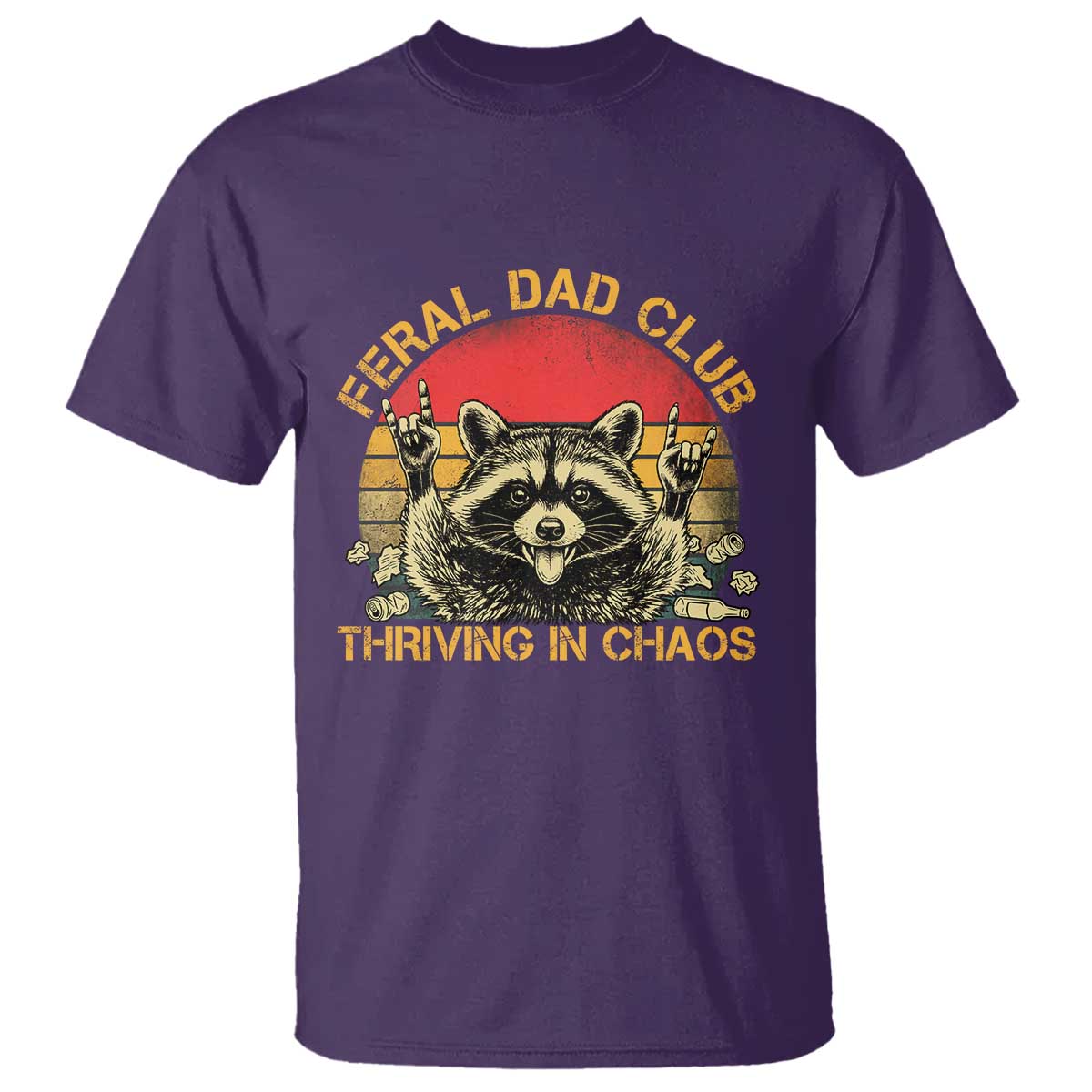 Feral Dad Club T Shirt Funny Raccoon Dad Retro Fathers Day Gift