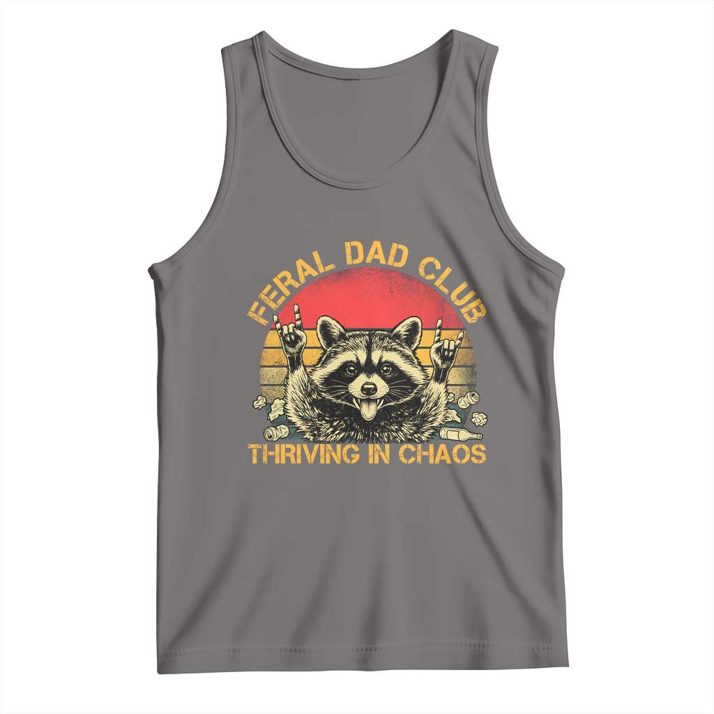Feral Dad Club Tank Top Funny Raccoon Dad Retro Fathers Day Gift