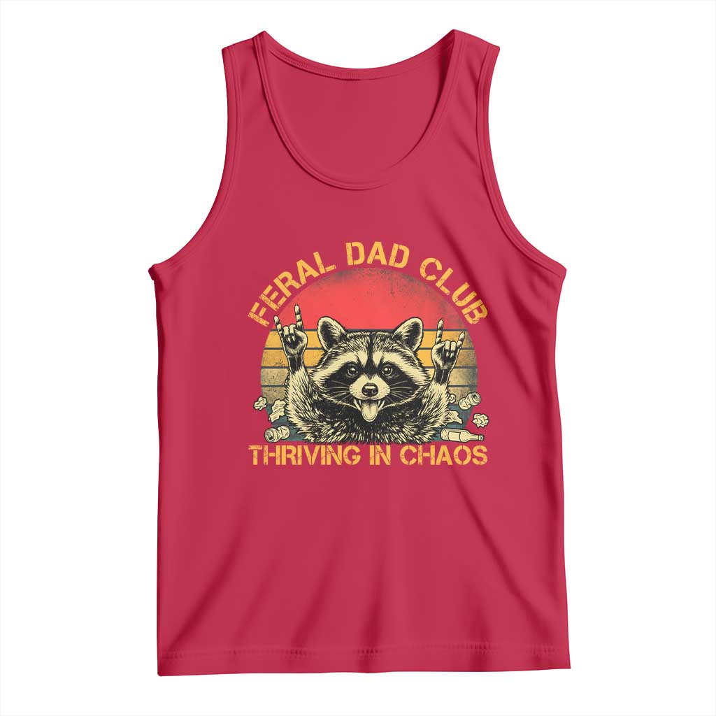 Feral Dad Club Tank Top Funny Raccoon Dad Retro Fathers Day Gift