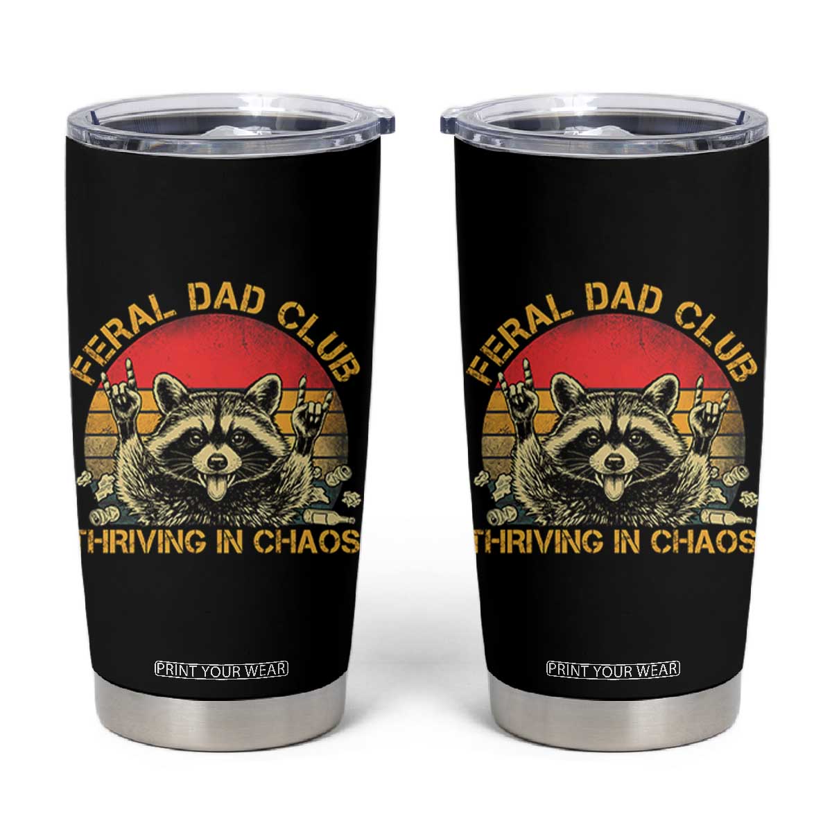 Feral Dad Club Tumbler Cup Funny Raccoon Dad Retro Fathers Day Gift
