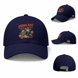 Funny Raccoon Dad Baseball Cap Feral Dad Club Fathers Day Gift TS10 Baseball Cap Universal Fit Dark Blue Print Your Wear