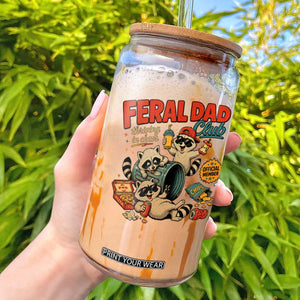 Funny Raccoon Dad Glass Can Feral Dad Club Fathers Day Gift TS10 Black Print Your Wear