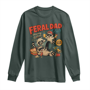 Funny Raccoon Dad Long Sleeve Shirt Feral Dad Club Fathers Day Gift TS10 Dark Forest Green Print Your Wear