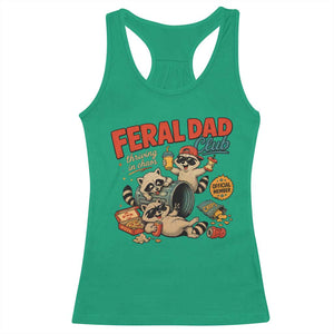 Funny Raccoon Dad Racerback Tank Top Feral Dad Club Fathers Day Gift TS10 Irish Green Print Your Wear