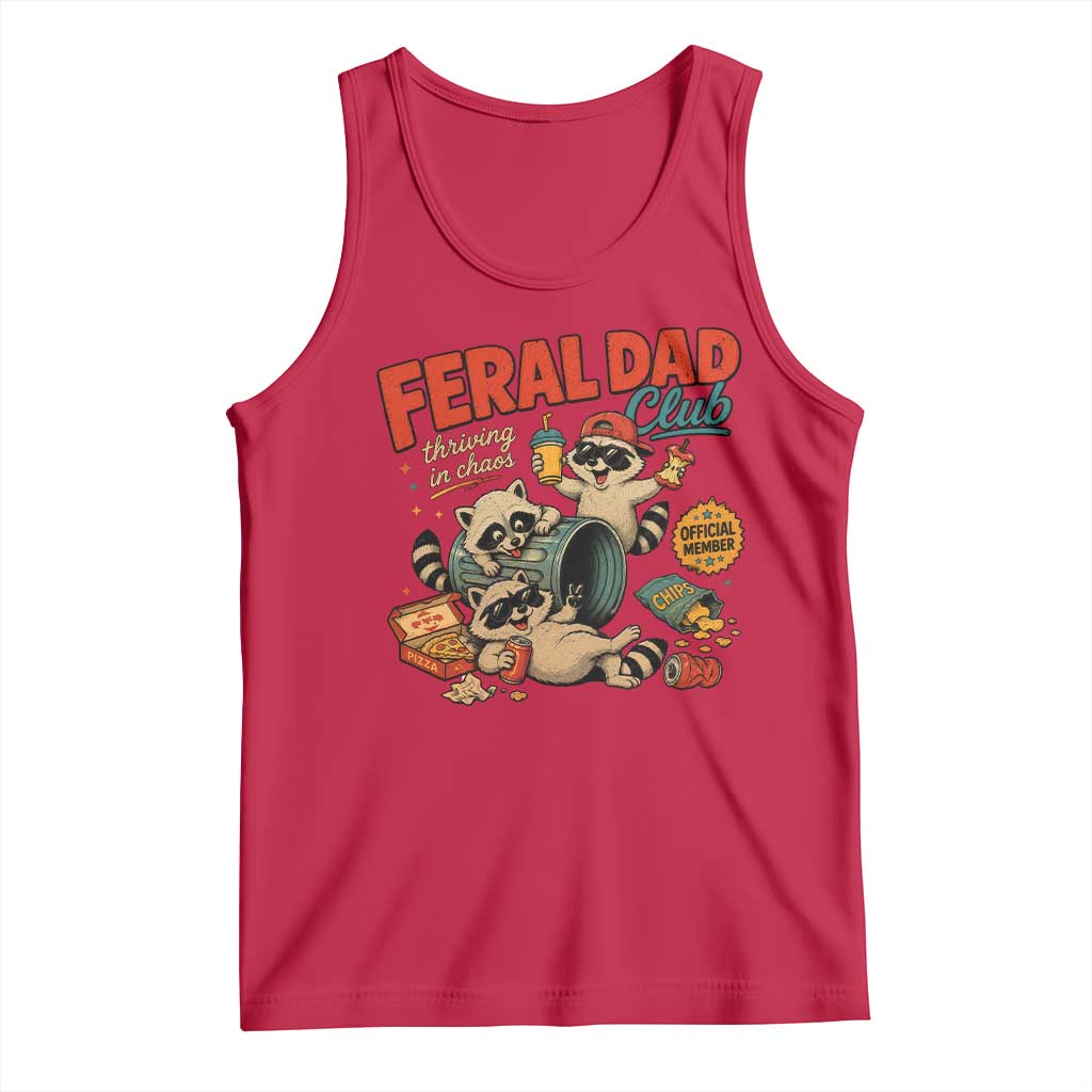 Funny Raccoon Dad Tank Top Feral Dad Club Fathers Day Gift TS10 Red Print Your Wear