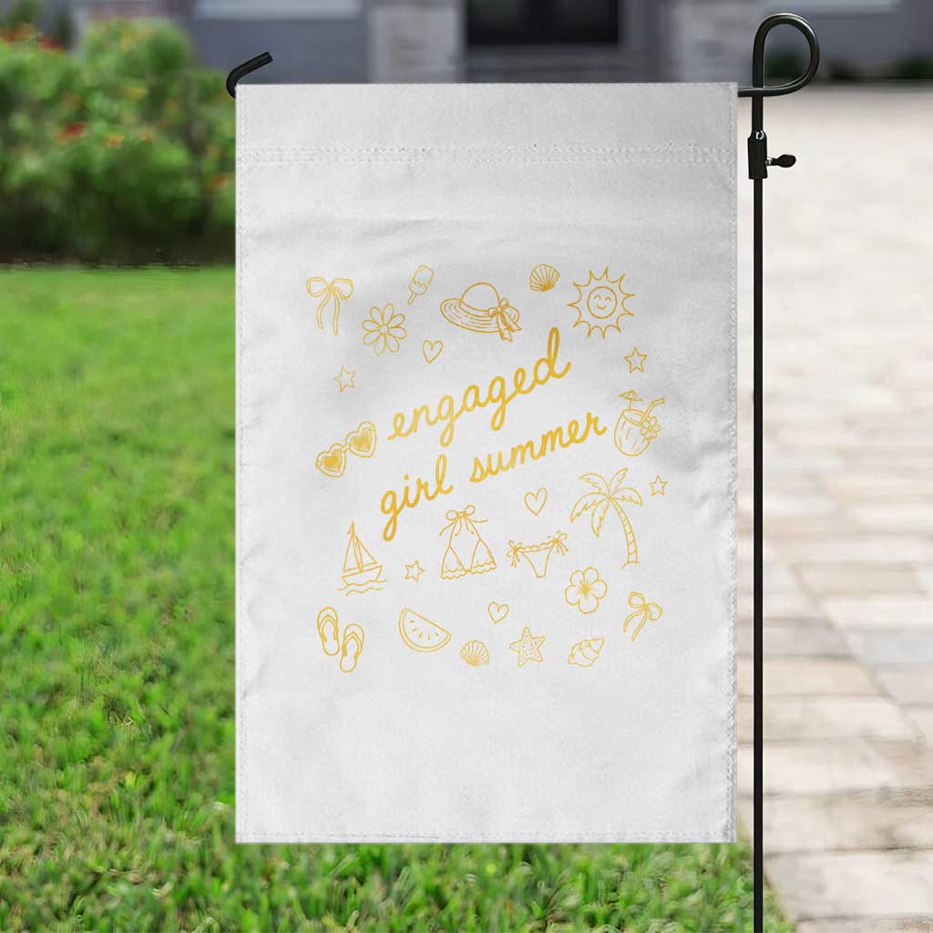 Engaged Girl Summer Garden Flag Bride To Be Engagement