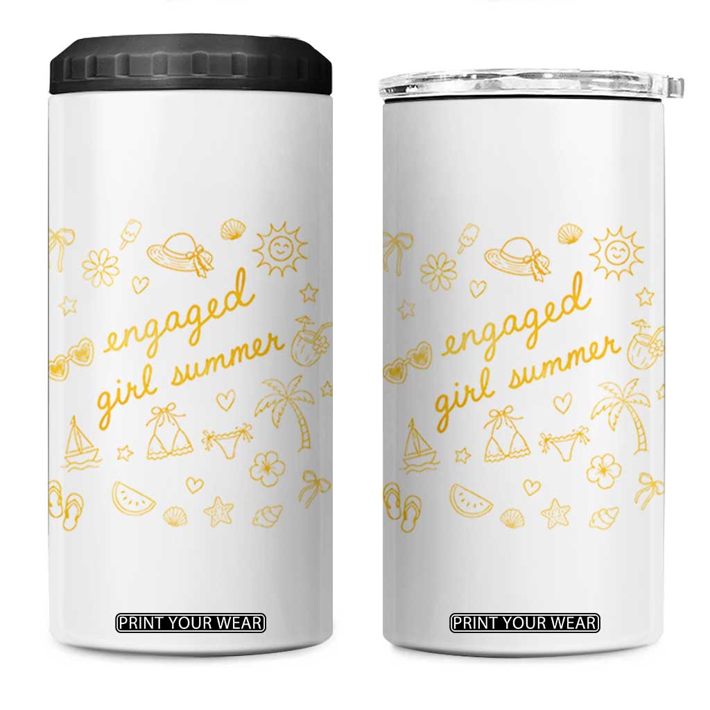 Engaged Girl Summer 4 in 1 Can Cooler Tumbler Bride To Be Engagement TS10 One Size: 16 oz White Print Your Wear