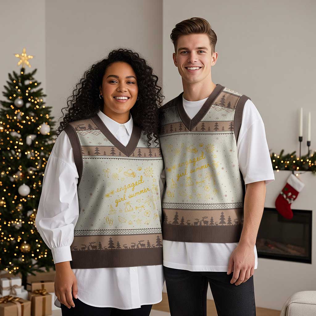 Engaged Girl Summer V-Neck Knit Sweater Vest Bride To Be Engagement TS10 Mocha Mousse Print Your Wear
