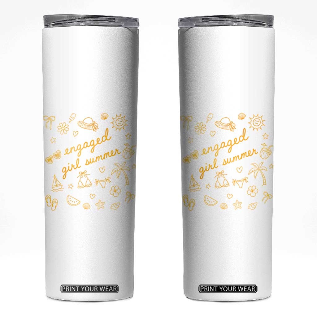 Engaged Girl Summer Skinny Tumbler Bride To Be Engagement TS10 White Print Your Wear