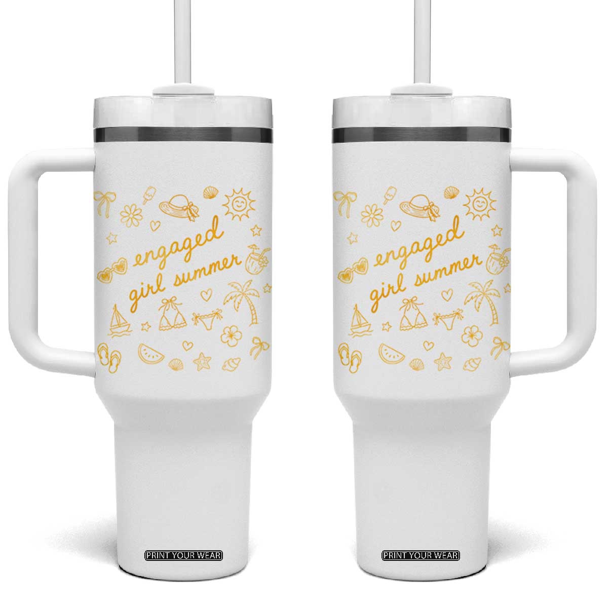 Engaged Girl Summer Tumbler With Handle Bride To Be Engagement