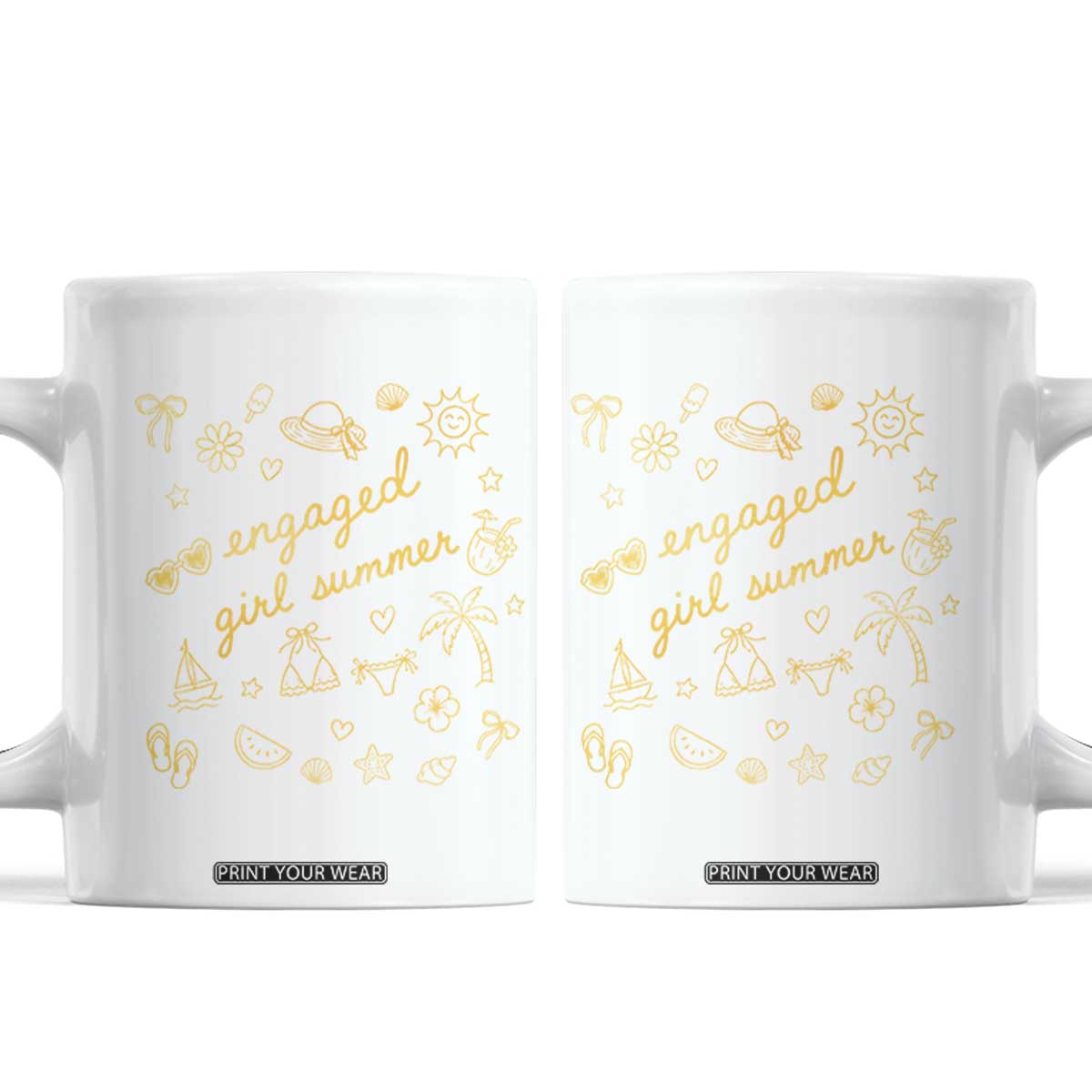 Engaged Girl Summer Coffee Mug Bride To Be Engagement TS10 White Print Your Wear