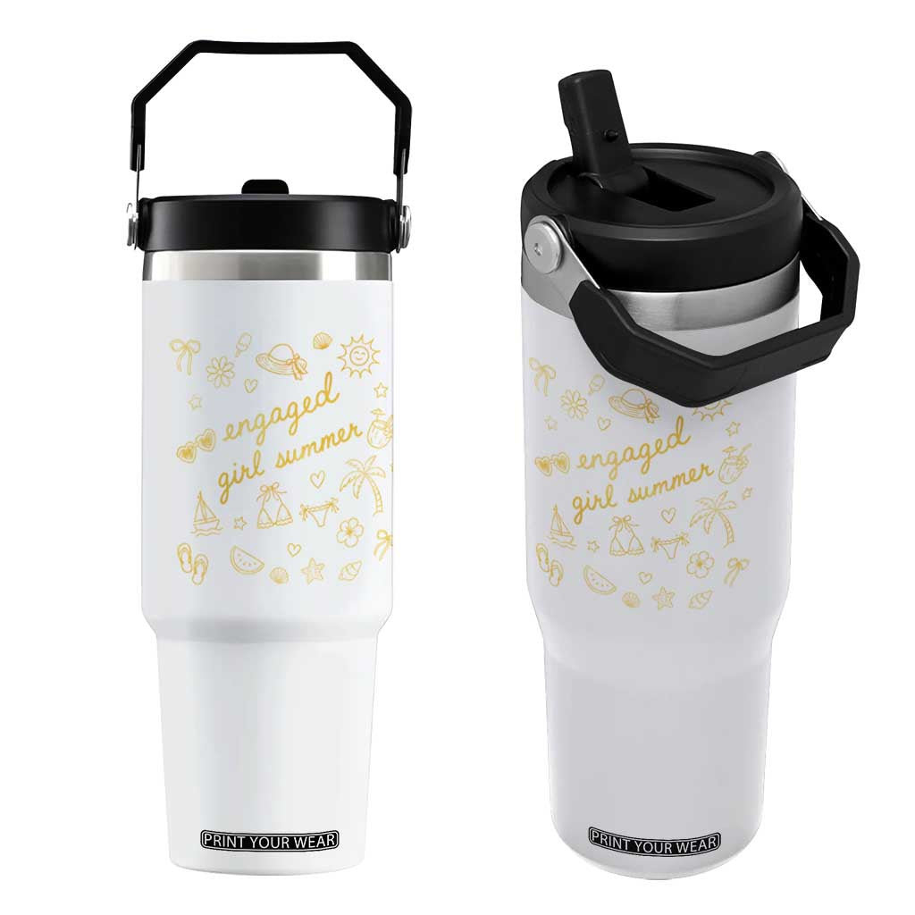 Engaged Girl Summer Flip Straw Tumbler Bride To Be Engagement TS10 One Size: 30 oz White Print Your Wear