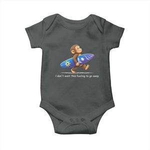 I Dont Want This Feeling To Go Away Baby Onesie Vintage Surf Monkey Nostalgic Summer Beach Vacation TS10 Dark Heather Print Your Wear