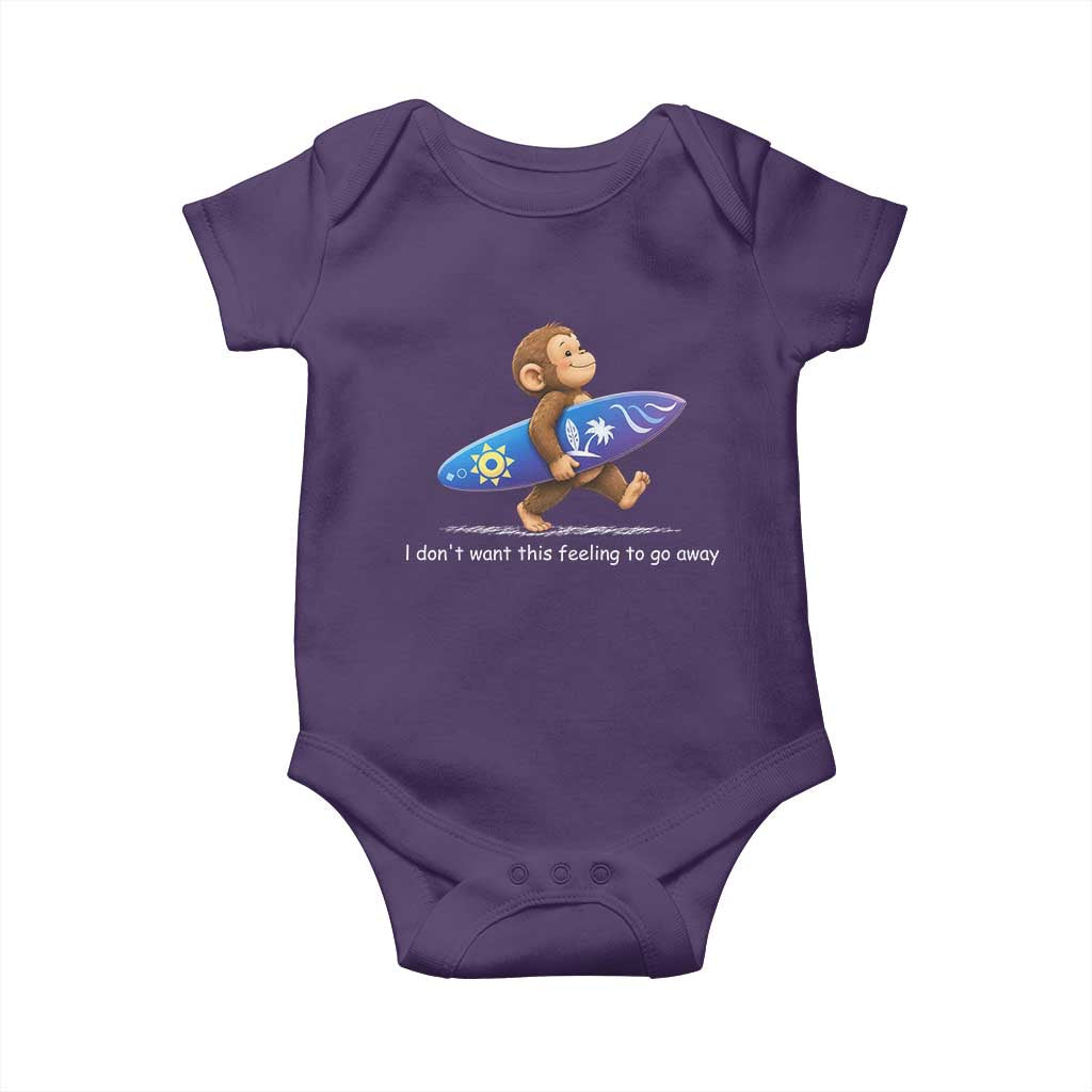 I Dont Want This Feeling To Go Away Baby Onesie Vintage Surf Monkey Nostalgic Summer Beach Vacation TS10 Purple Print Your Wear