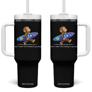 I Dont Want This Feeling To Go Away Tumbler With Handle Vintage Surf Monkey Nostalgic Summer Beach Vacation TS10 One Size: 40 oz Black Print Your Wear