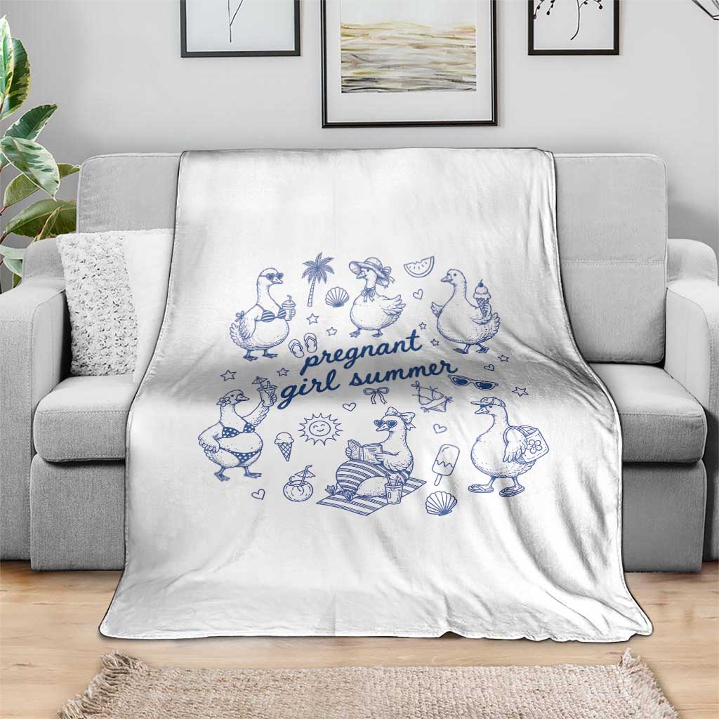 Pregnant Girl Summer Throw Blanket Summer Goose Beach Pregnancy Announcement Baby Shower