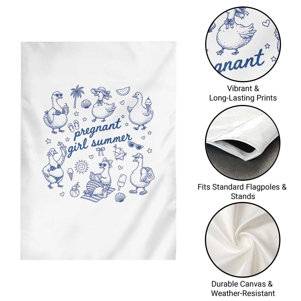 Pregnant Girl Summer Garden Flag Summer Goose Beach Pregnancy Announcement Baby Shower