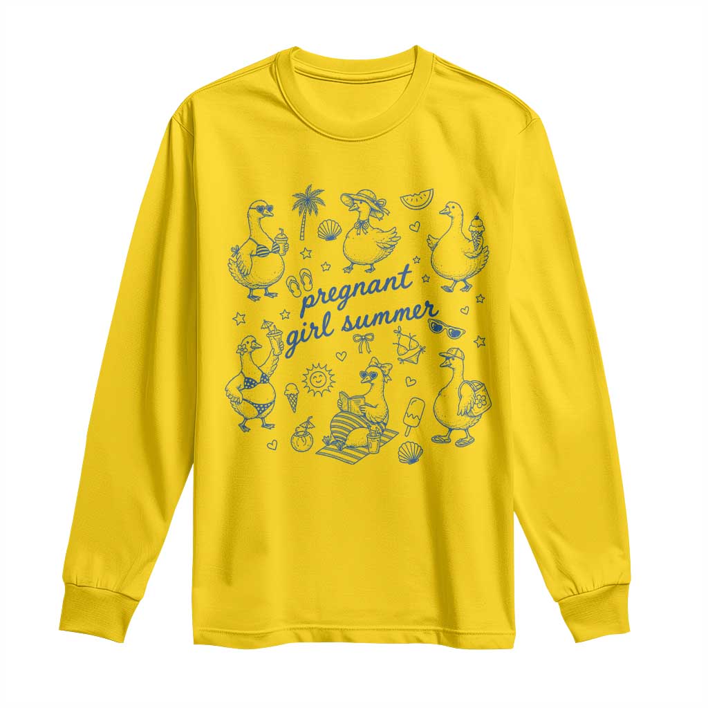 Pregnant Girl Summer Long Sleeve Shirt Summer Goose Beach Pregnancy Announcement Baby Shower