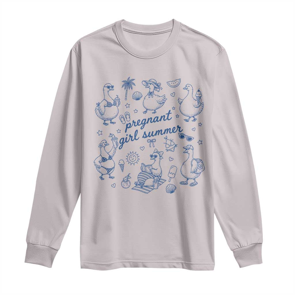 Pregnant Girl Summer Long Sleeve Shirt Summer Goose Beach Pregnancy Announcement Baby Shower