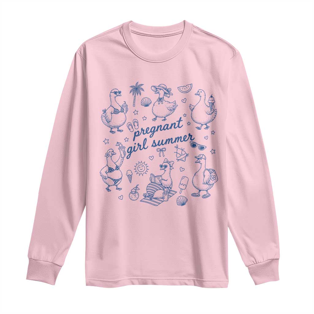 Pregnant Girl Summer Long Sleeve Shirt Summer Goose Beach Pregnancy Announcement Baby Shower