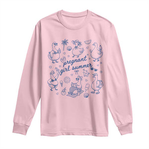 Pregnant Girl Summer Long Sleeve Shirt Summer Goose Beach Pregnancy Announcement Baby Shower