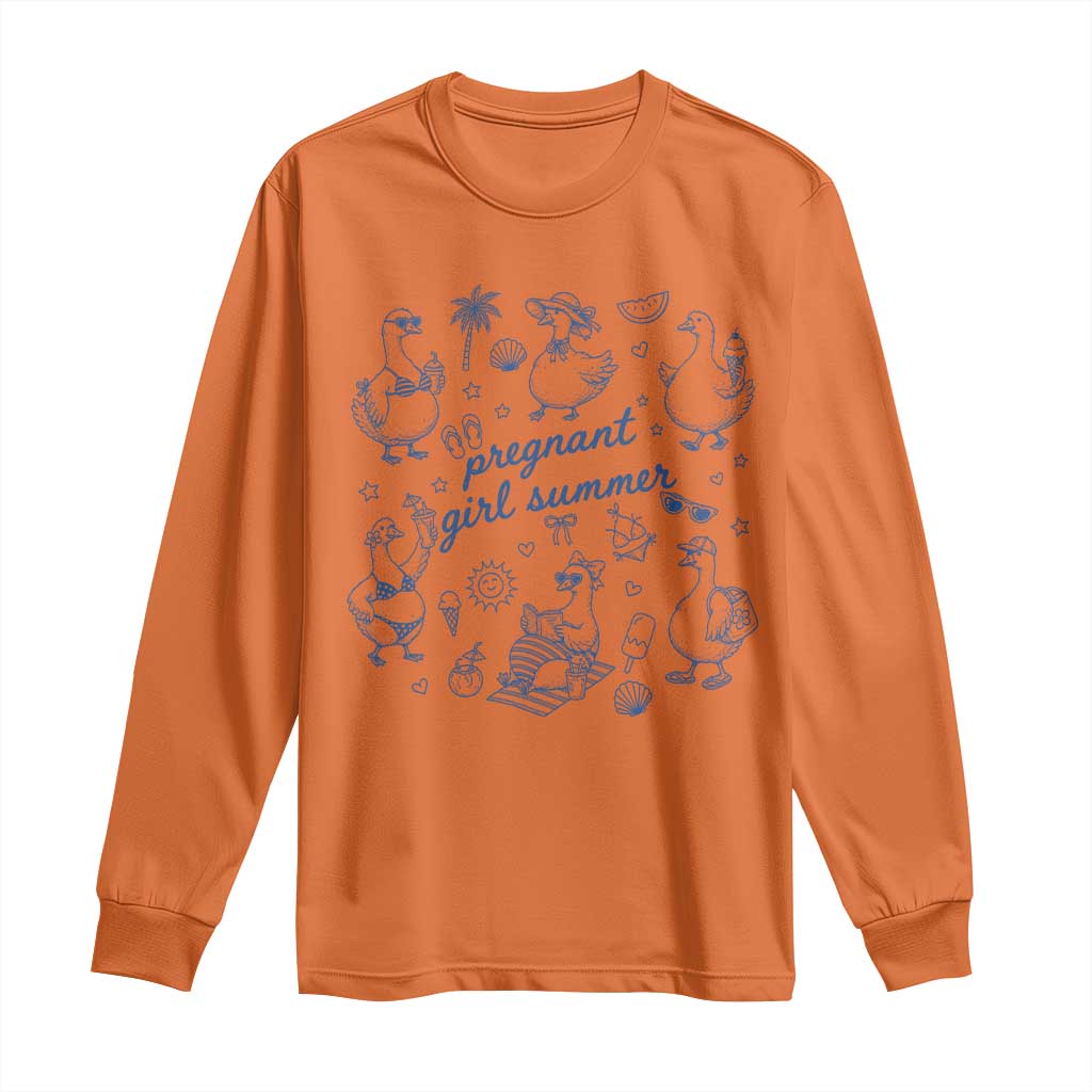 Pregnant Girl Summer Long Sleeve Shirt Summer Goose Beach Pregnancy Announcement Baby Shower