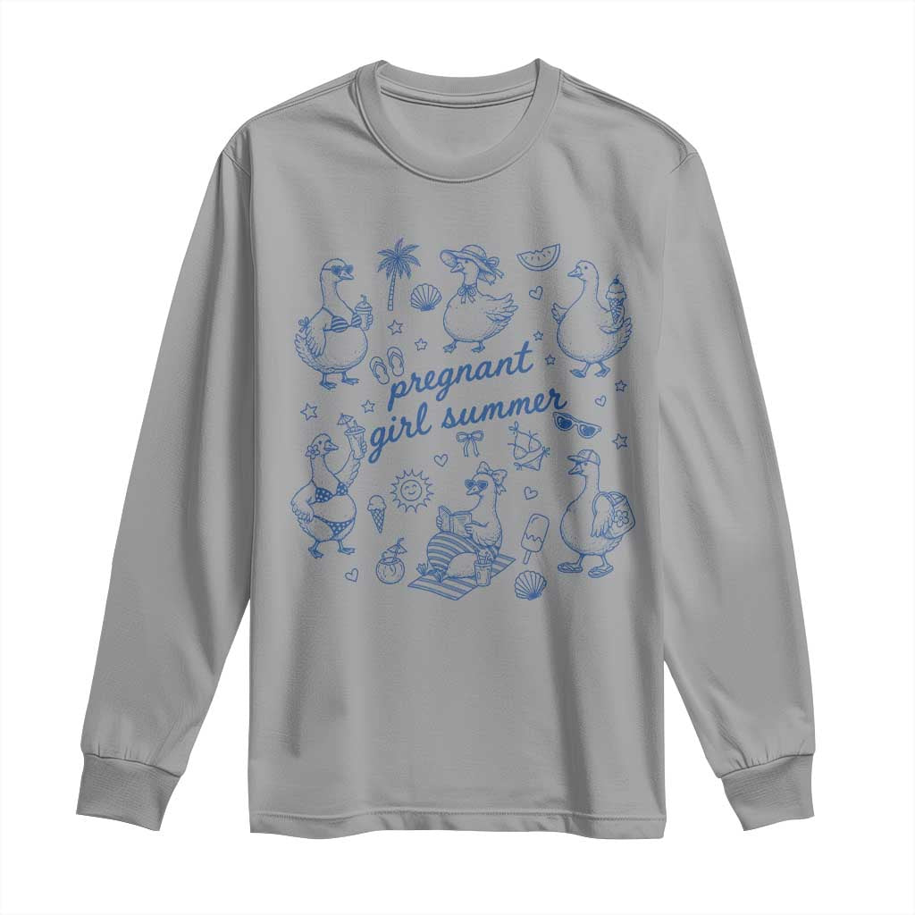 Pregnant Girl Summer Long Sleeve Shirt Summer Goose Beach Pregnancy Announcement Baby Shower