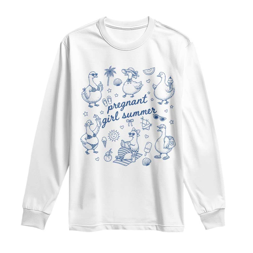 Pregnant Girl Summer Long Sleeve Shirt Summer Goose Beach Pregnancy Announcement Baby Shower