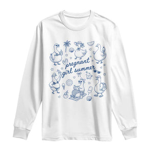 Pregnant Girl Summer Long Sleeve Shirt Summer Goose Beach Pregnancy Announcement Baby Shower