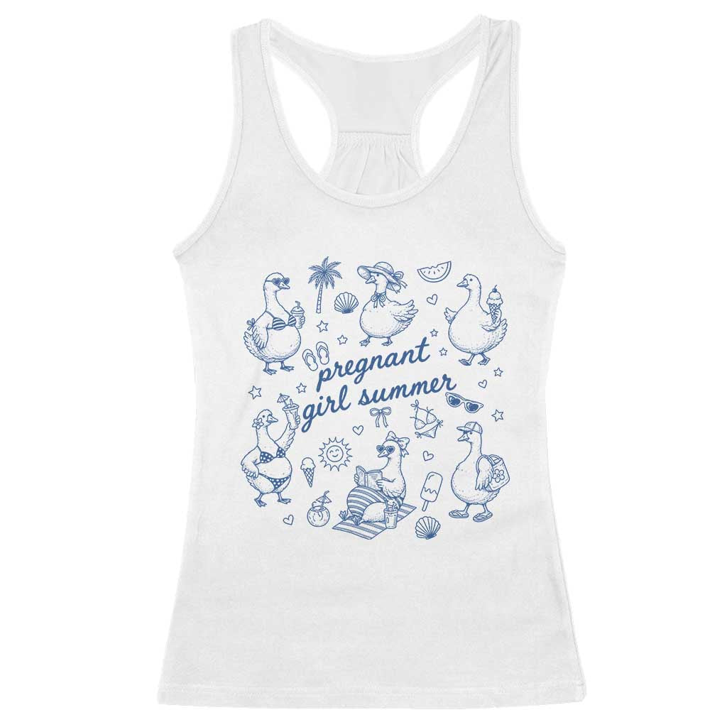 Pregnant Girl Summer Racerback Tank Top Summer Goose Beach Pregnancy Announcement Baby Shower TS10 White Print Your Wear