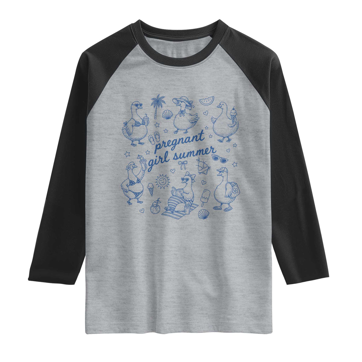 Pregnant Girl Summer Raglan Shirt Summer Goose Beach Pregnancy Announcement Baby Shower