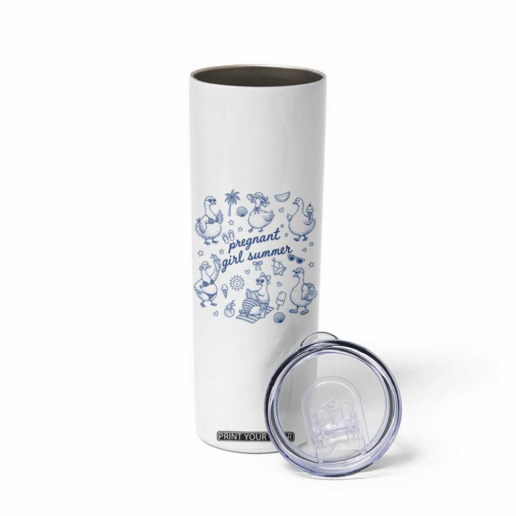 Pregnant Girl Summer Skinny Tumbler Summer Goose Beach Pregnancy Announcement Baby Shower