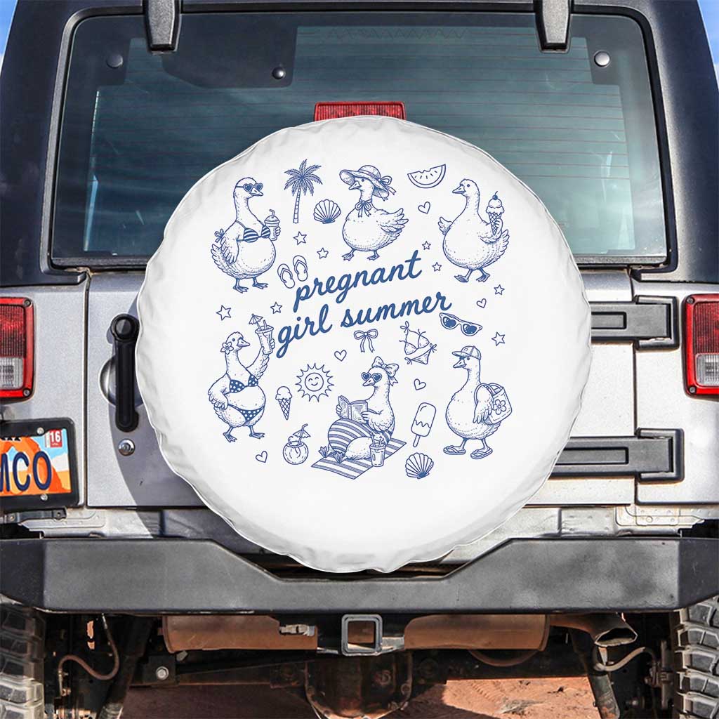 Pregnant Girl Summer Spare Tire Cover Summer Goose Beach Pregnancy Announcement Baby Shower TS10 No hole White Print Your Wear