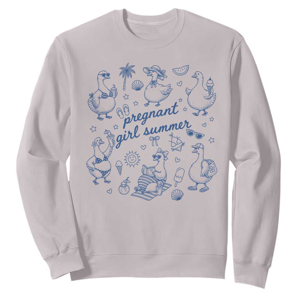 Pregnant Girl Summer Sweatshirt Summer Goose Beach Pregnancy Announcement Baby Shower