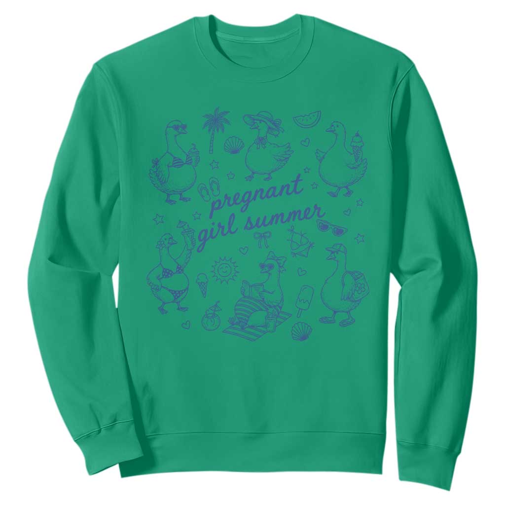 Pregnant Girl Summer Sweatshirt Summer Goose Beach Pregnancy Announcement Baby Shower