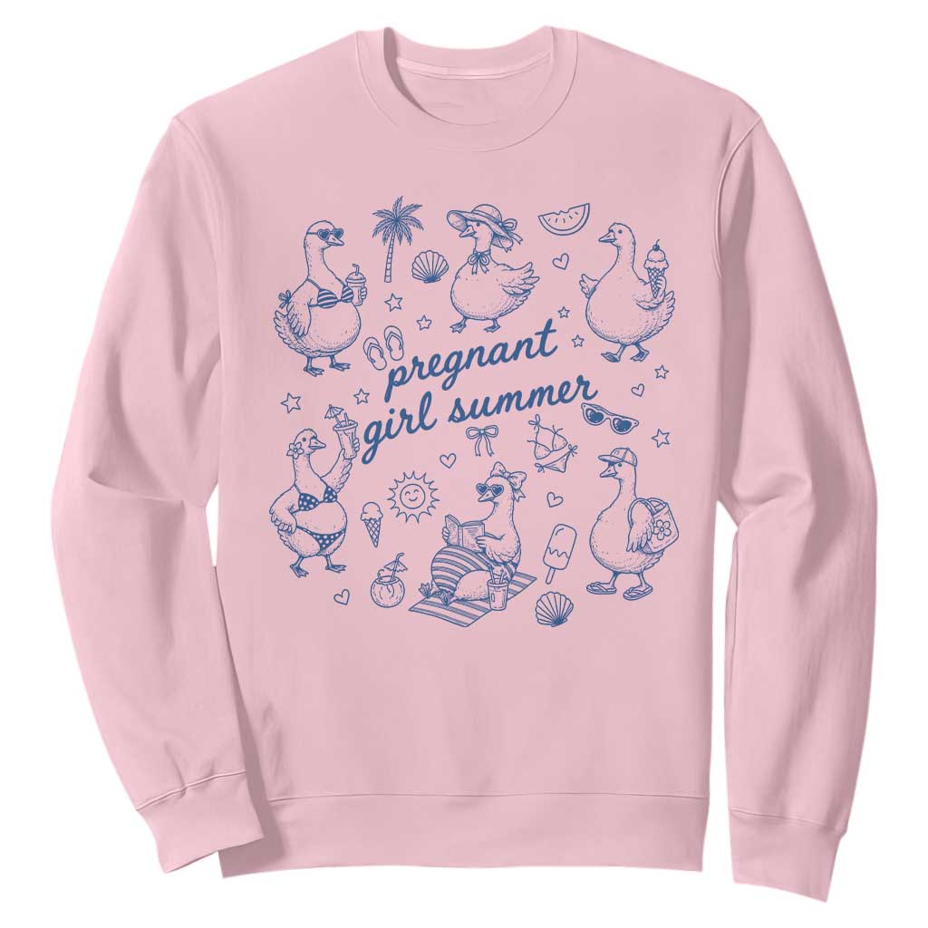 Pregnant Girl Summer Sweatshirt Summer Goose Beach Pregnancy Announcement Baby Shower