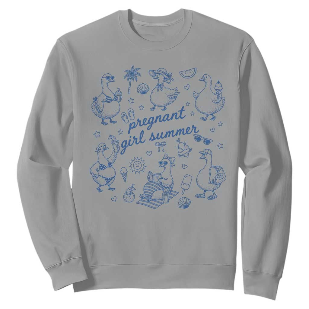 Pregnant Girl Summer Sweatshirt Summer Goose Beach Pregnancy Announcement Baby Shower