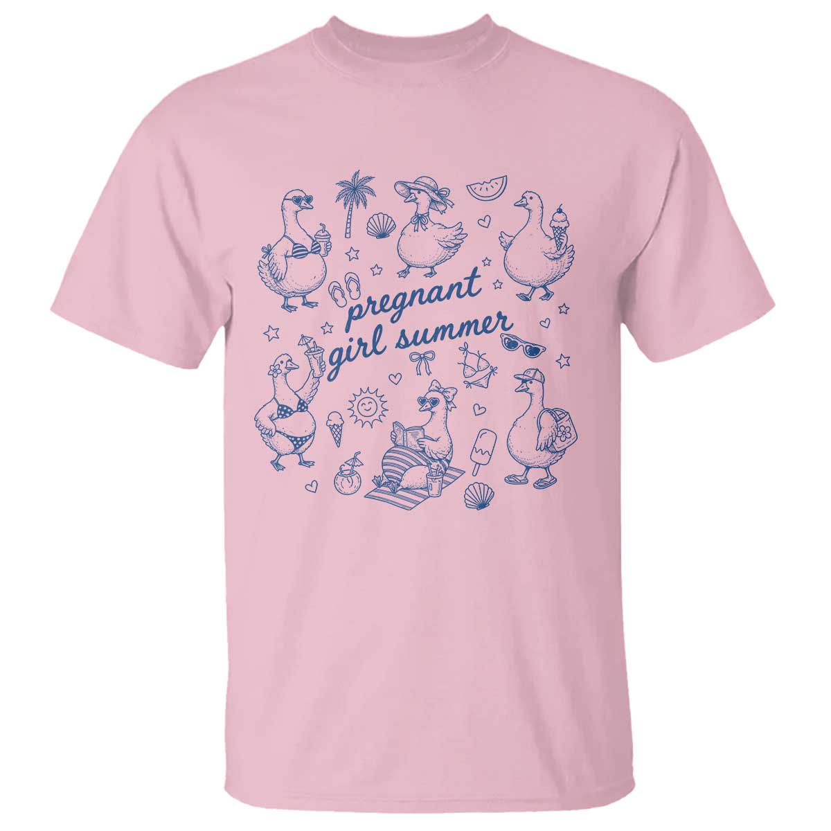 Pregnant Girl Summer T Shirt Summer Goose Beach Pregnancy Announcement Baby Shower