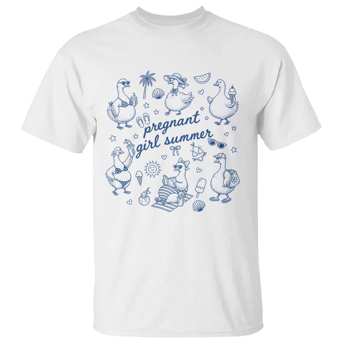 Pregnant Girl Summer T Shirt Summer Goose Beach Pregnancy Announcement Baby Shower