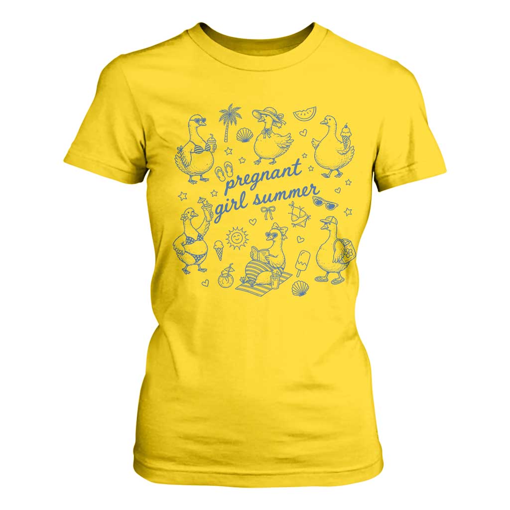 Pregnant Girl Summer T Shirt For Women Summer Goose Beach Pregnancy Announcement Baby Shower